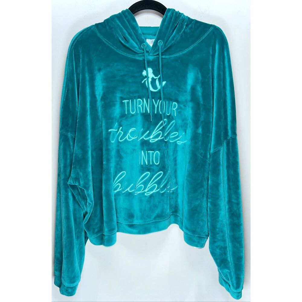 Disney Little Mermaid Ariel Velour Crop Hoodie Pullover size 2x